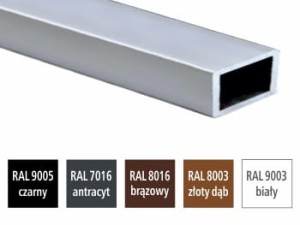Rura aluminiowa prostokątna  20x13x1 malowana proszkowo PROFIL